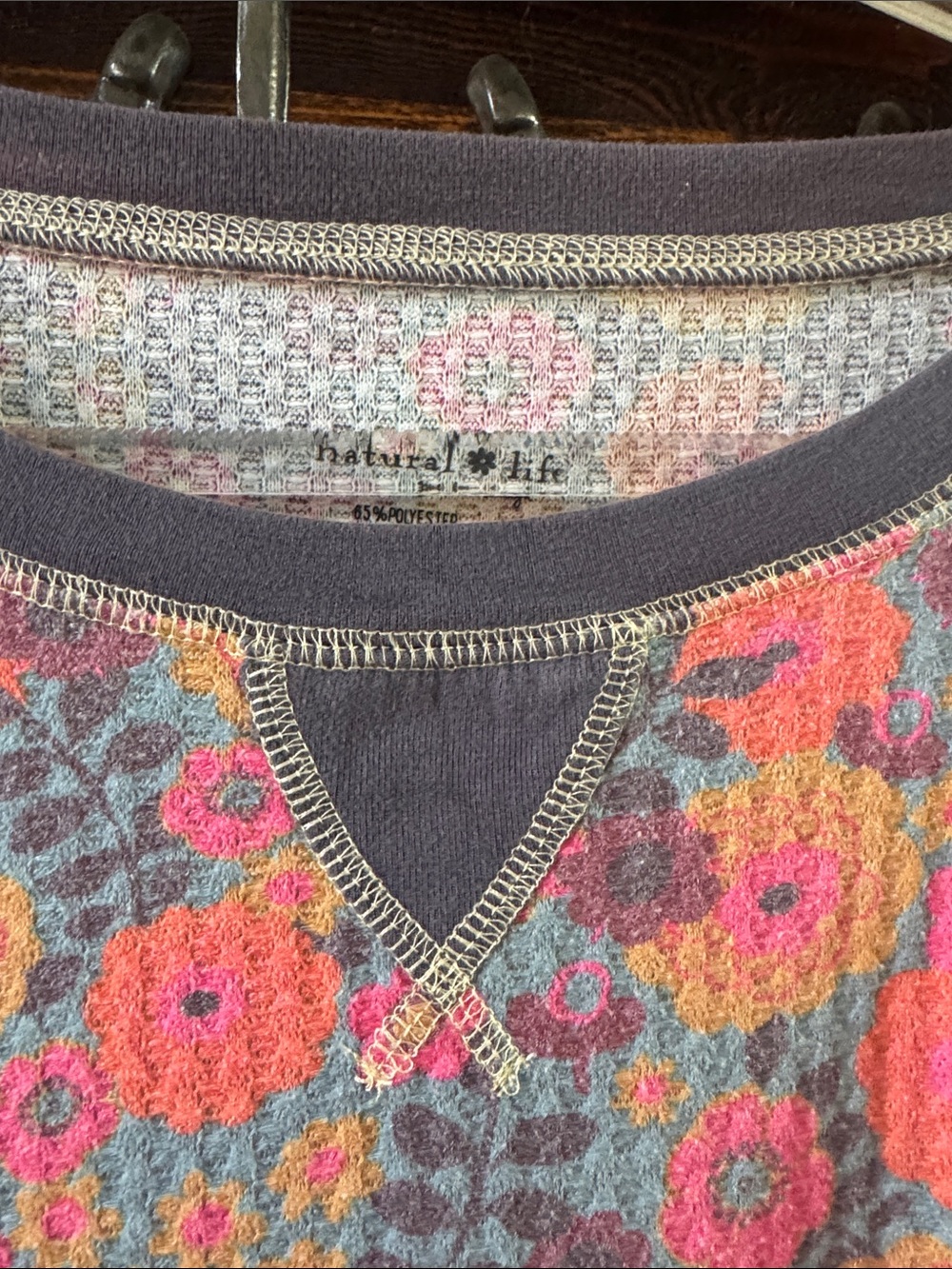 NATURAL LIFE Floral Waffle Knit Pullover with Pink and Orange Flowers - Picture 4 of 7